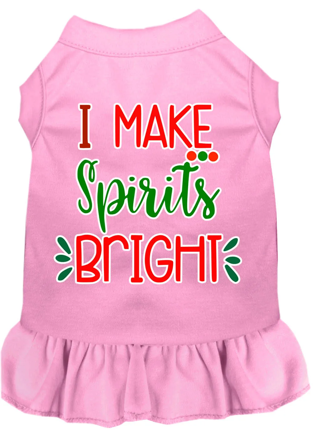 I Make Spirits Bright Screen Print Dog Dress Light Pink Xxxl