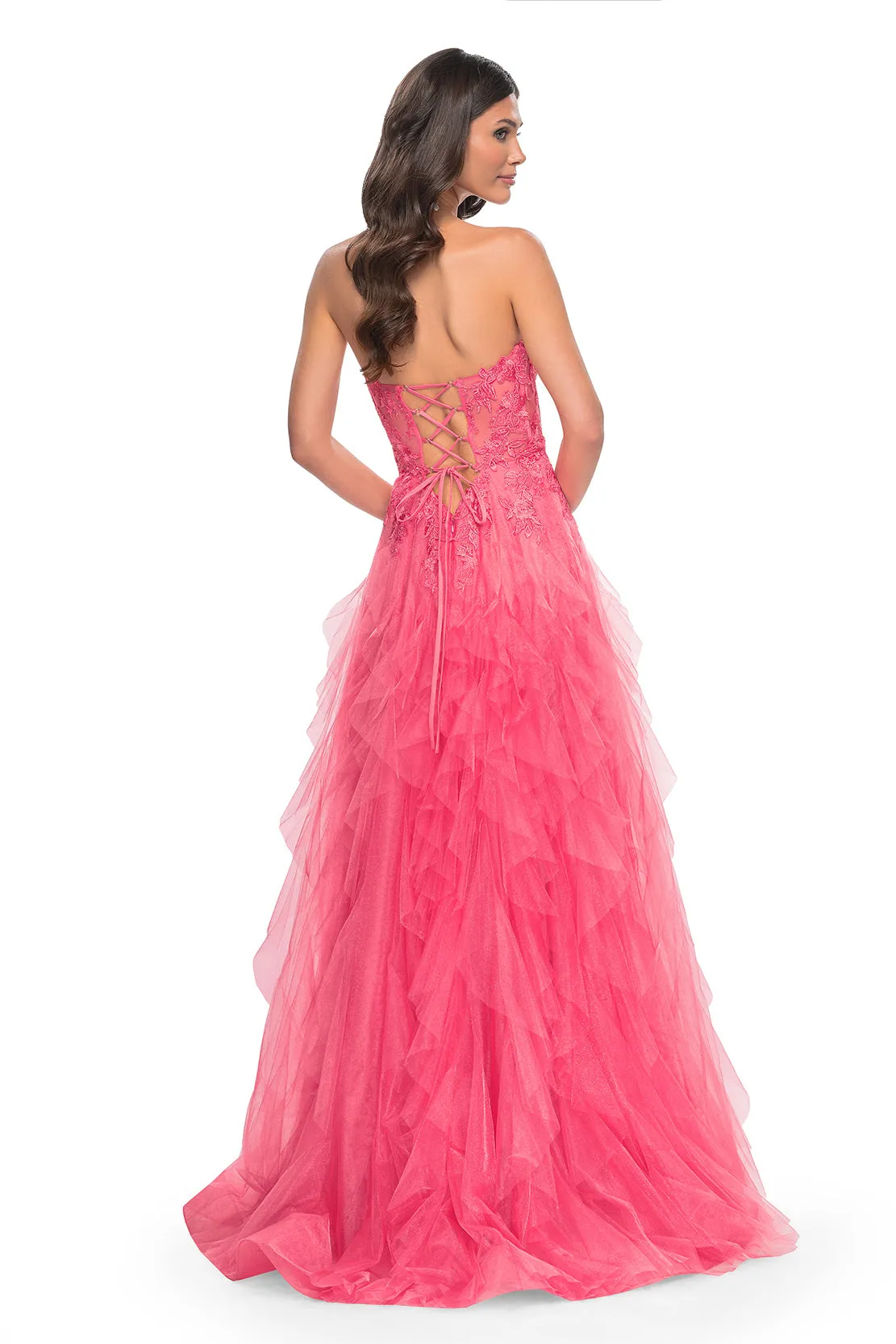 La Femme - 32286 - Illusion Lace Bustier A-Line Gown