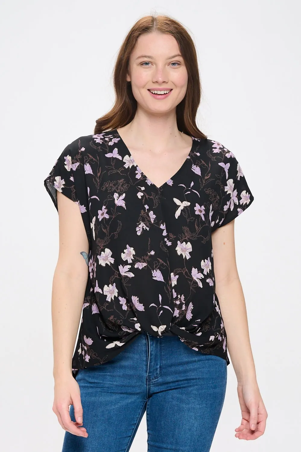 Leah Short Sleeve Woven Top