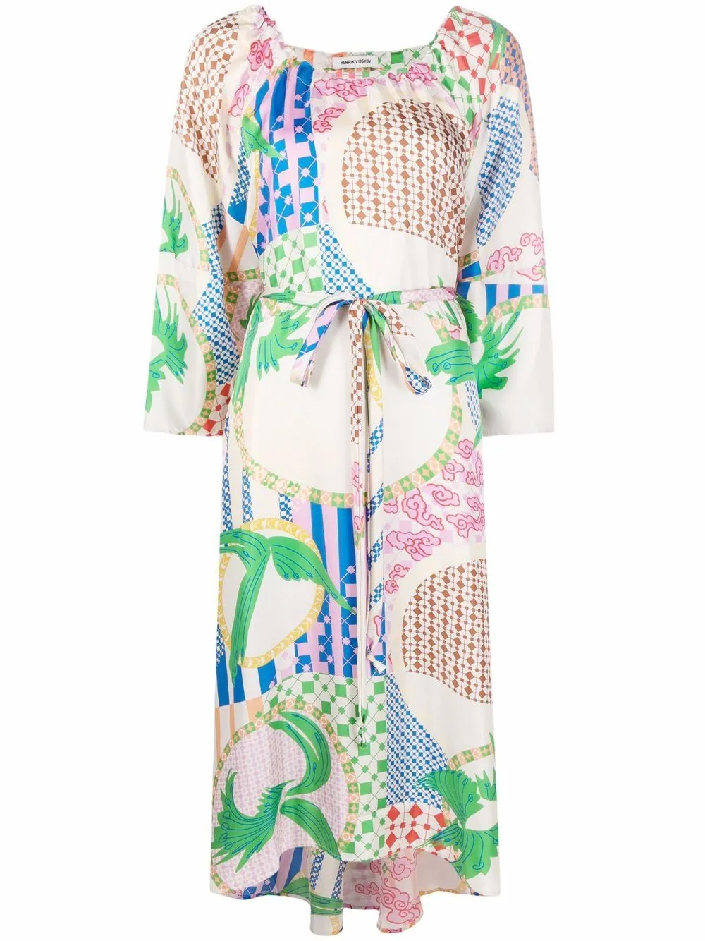 Loop Silk Dress - Birds Light