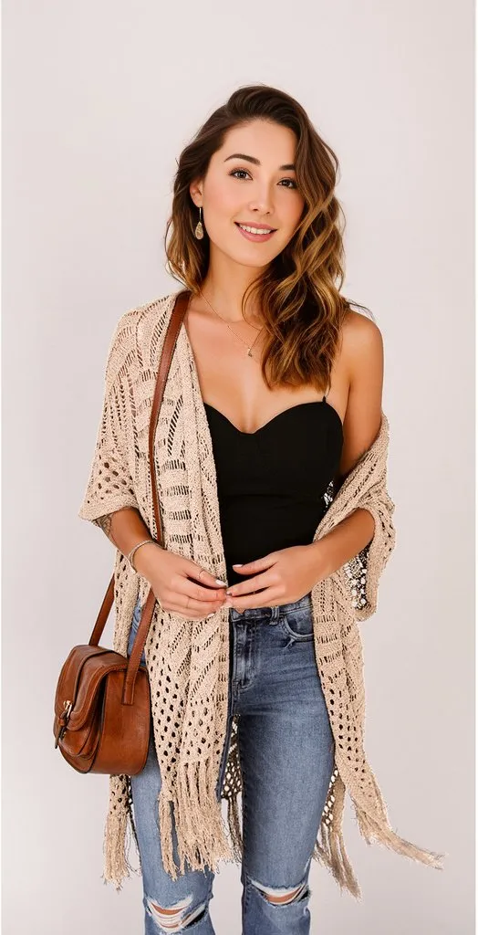 Loose Knitwear Kimono with Slits