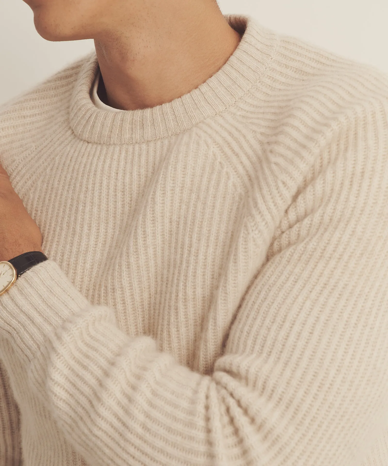 Luxe Cashmere Fisherman Crewneck Sweater