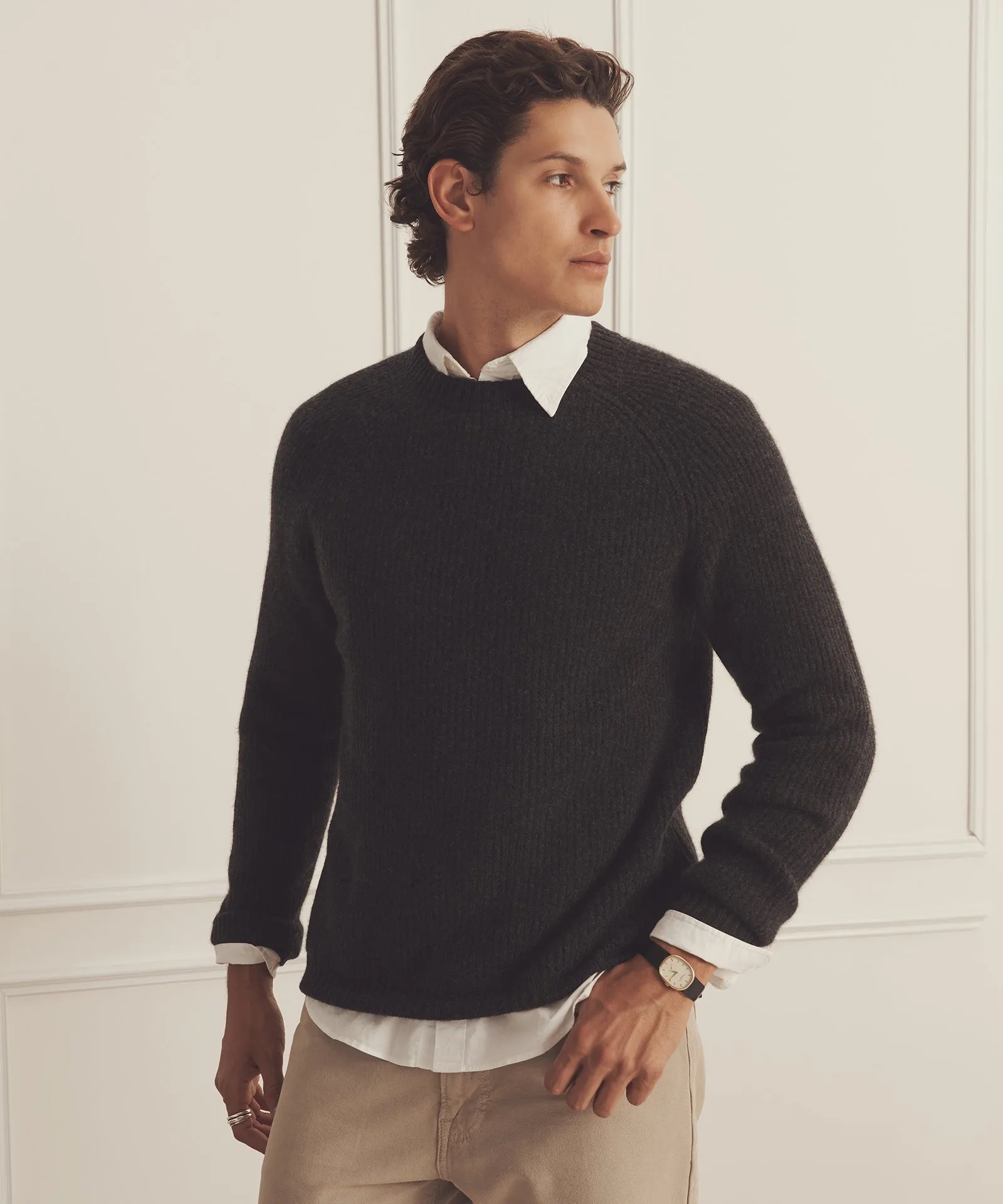 Luxe Cashmere Fisherman Crewneck Sweater