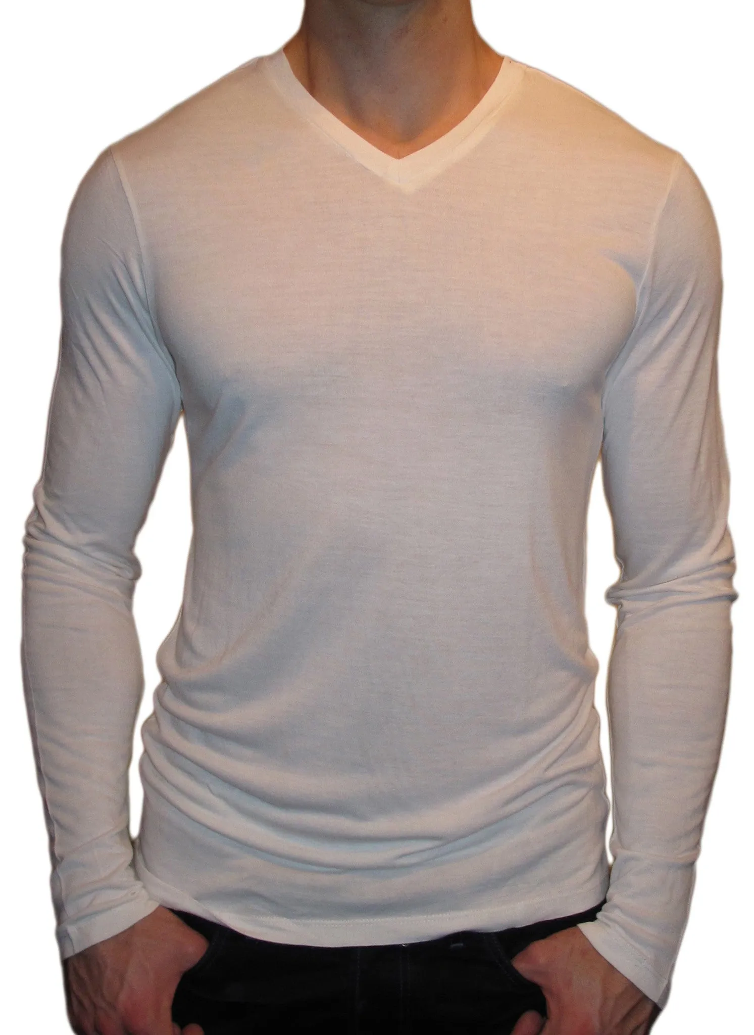 Men's Long Sleeve Standard V-Neck. 100% Bamboo.