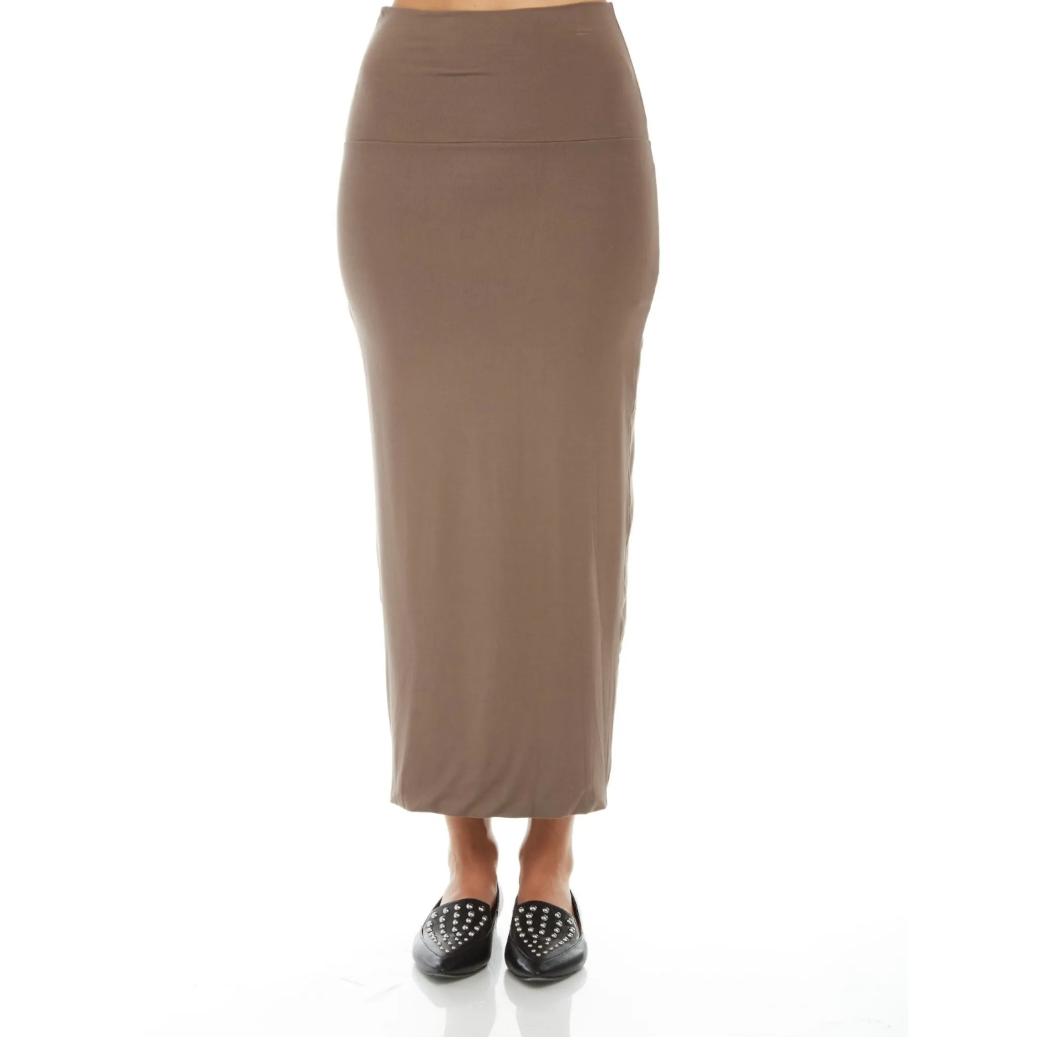 Modal Midi Slim Skirt: Smokey