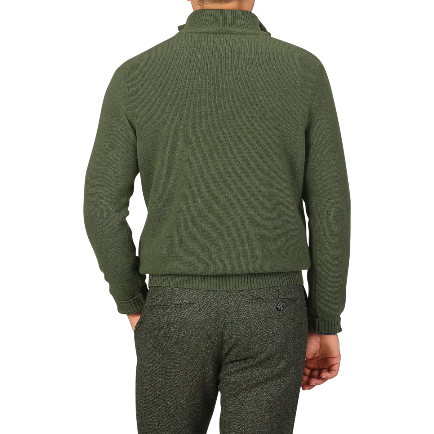 Moss Green Wool Cashmere Quarter Zip