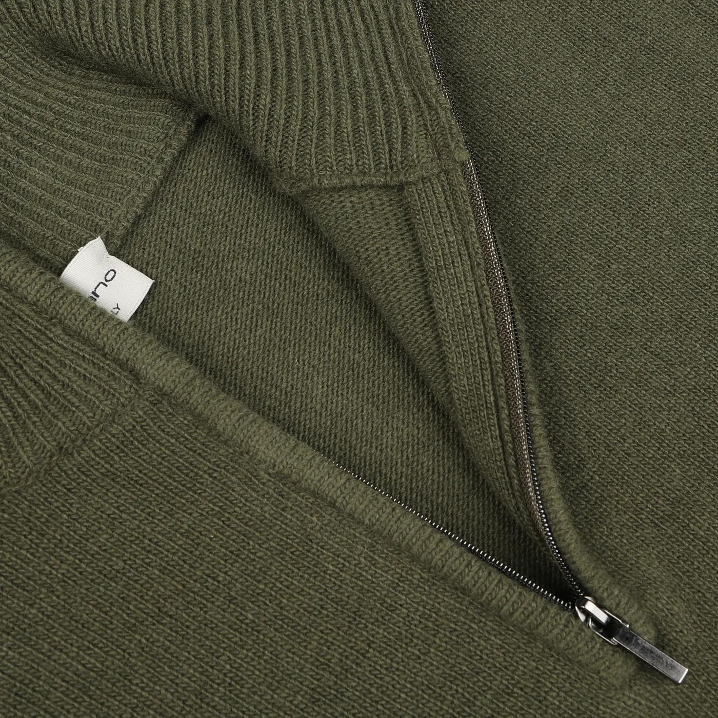 Moss Green Wool Cashmere Quarter Zip