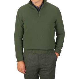 Moss Green Wool Cashmere Quarter Zip