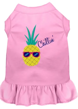 Pineapple Chillin Embroidered Dog Dress Light Pink Lg (14)