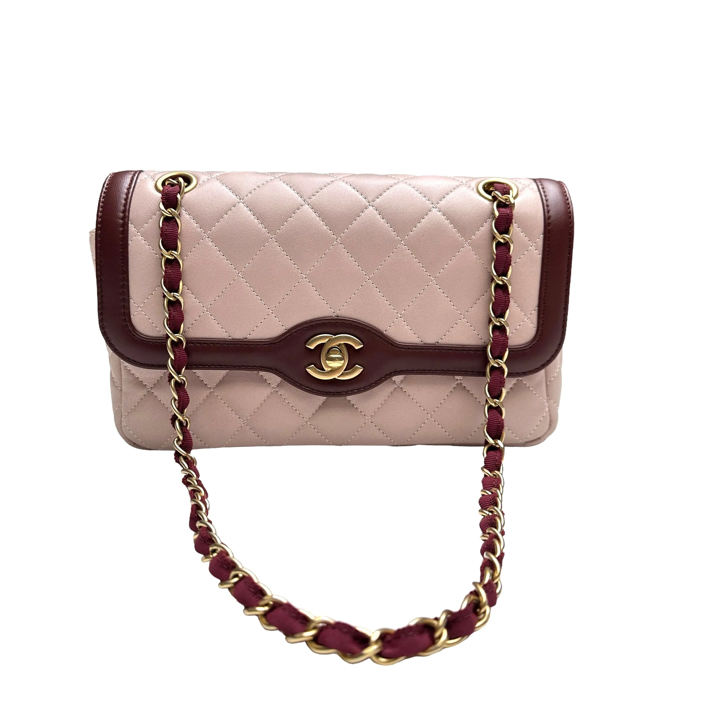 Pink and Burgundy Mademoiselle Flap Bag