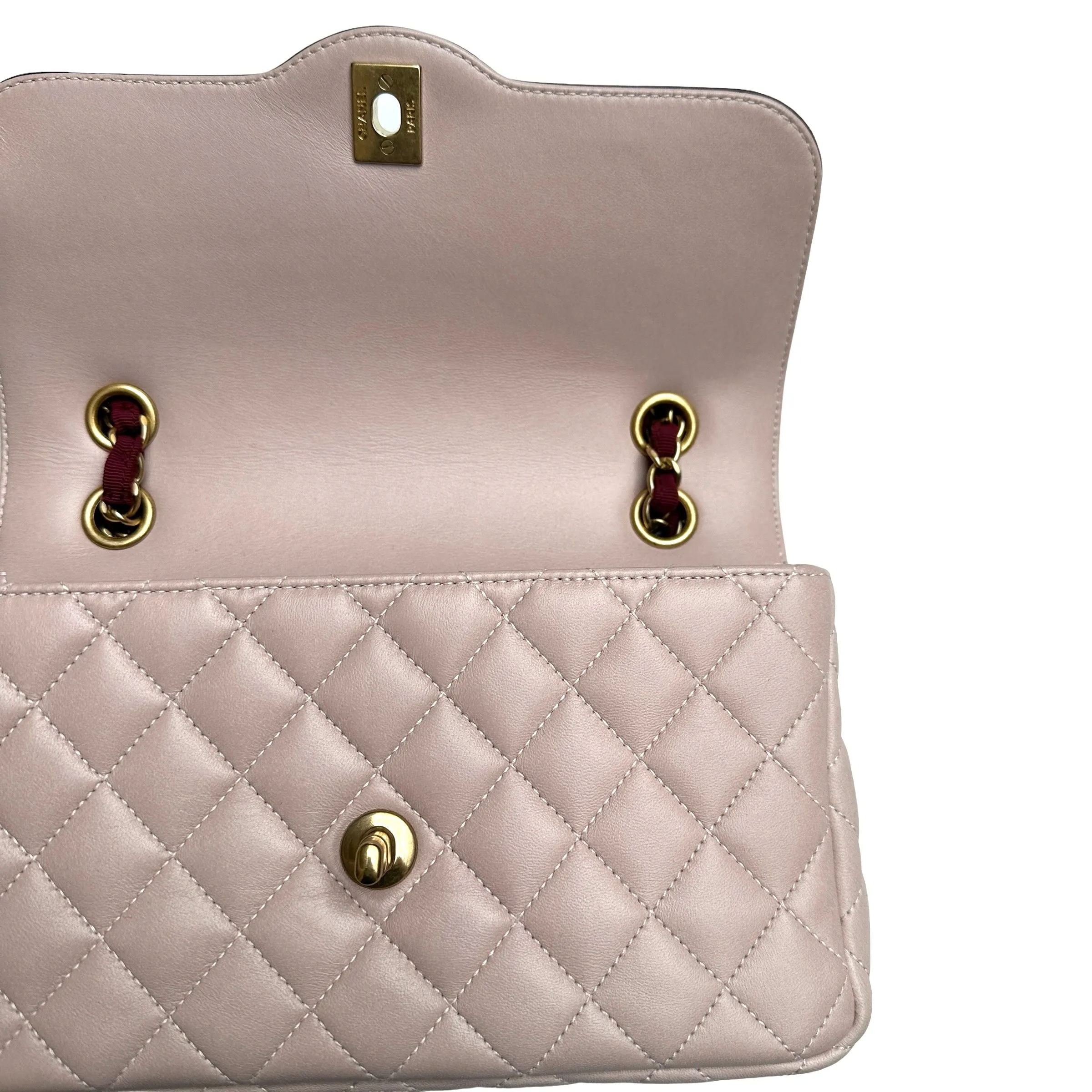 Pink and Burgundy Mademoiselle Flap Bag