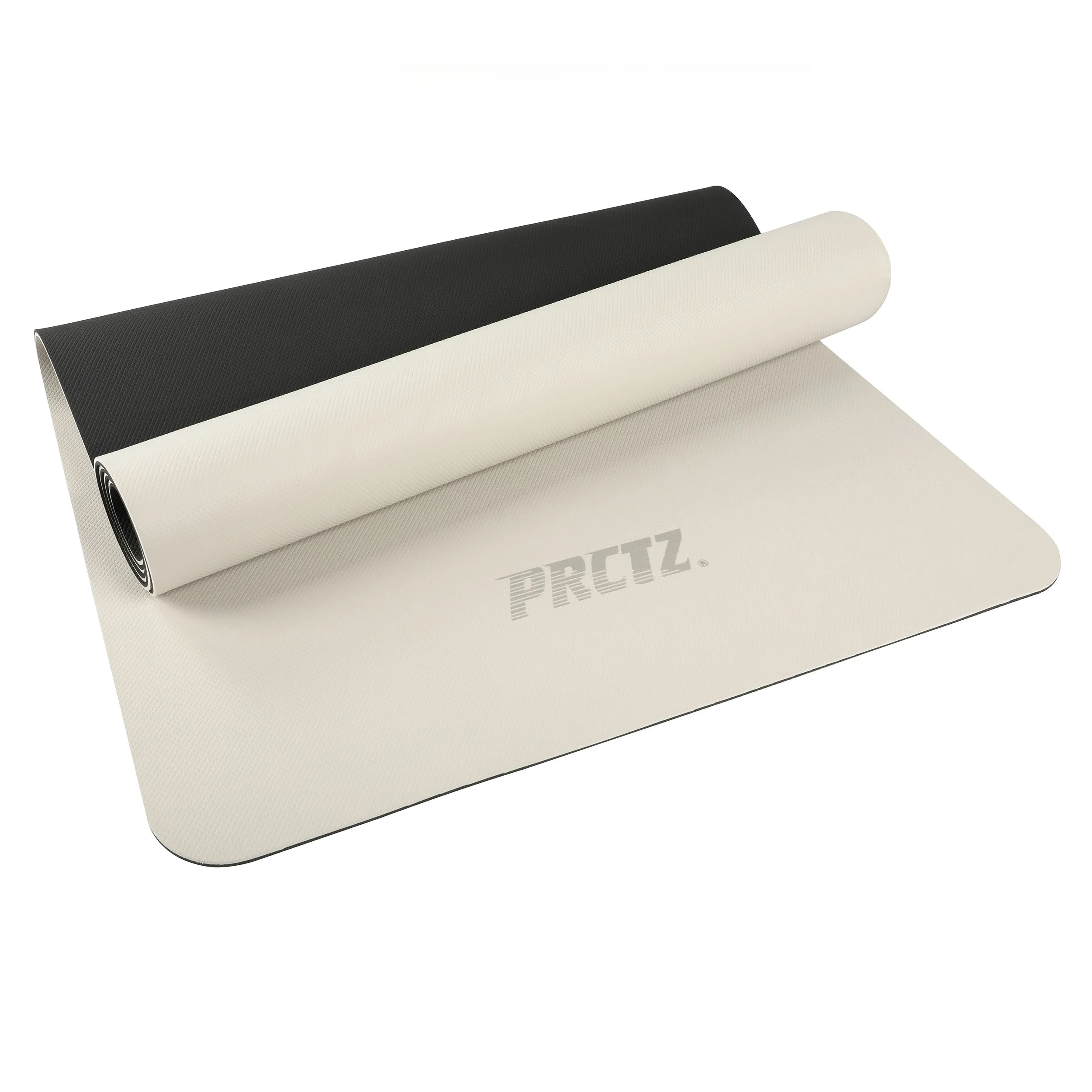 PRCTZ 5mm TPE Yoga Mat, Anti-Slip Fitness Workout Mat, off White