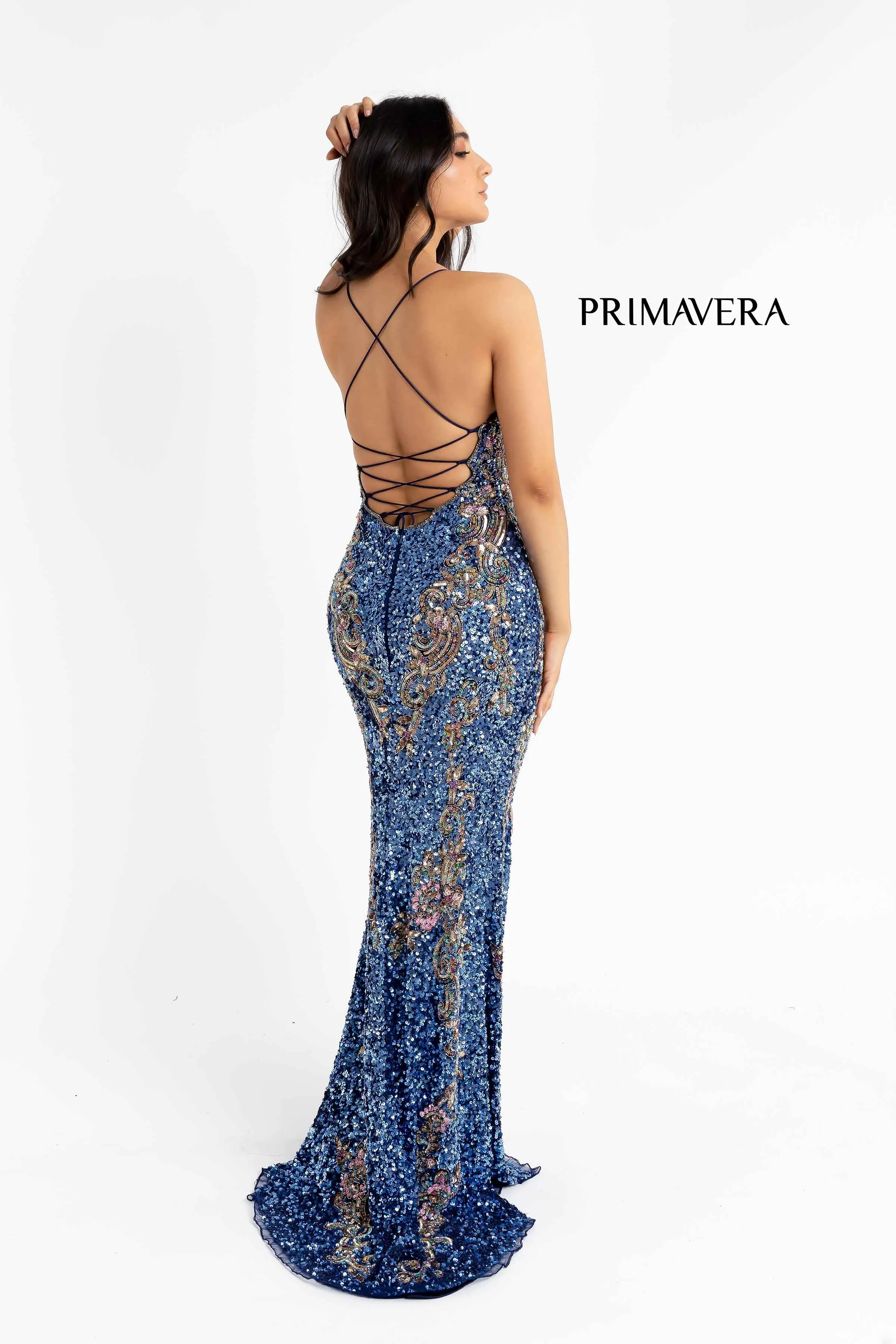 Primavera Couture 3211 Size 10 Jade Sequin Prom Dress Pageant Gown Evening Formal Wear Side Slit