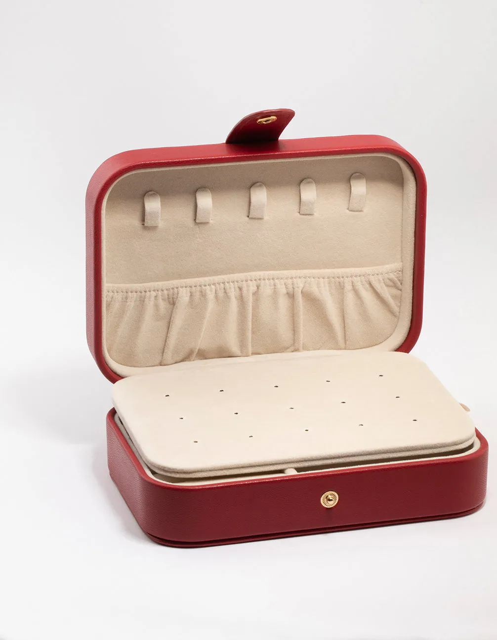 Red Faux Leather  Rectangular Jewellery Case