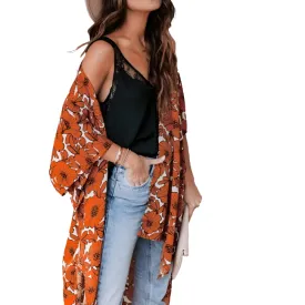 Retro Chic Orange Cardigan/Kimono