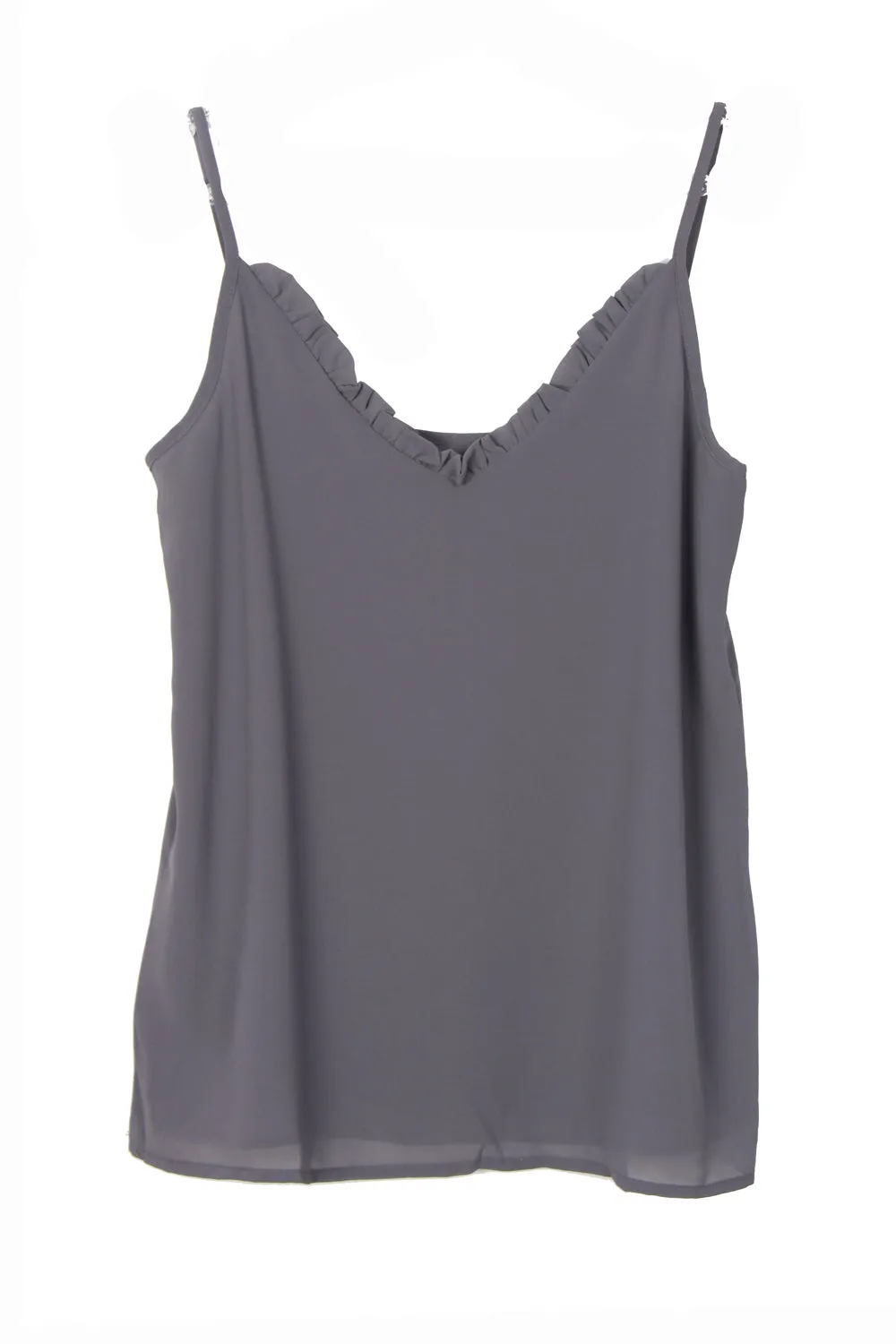 Ruffle V Neck Strappy Floaty Cami Vest Top