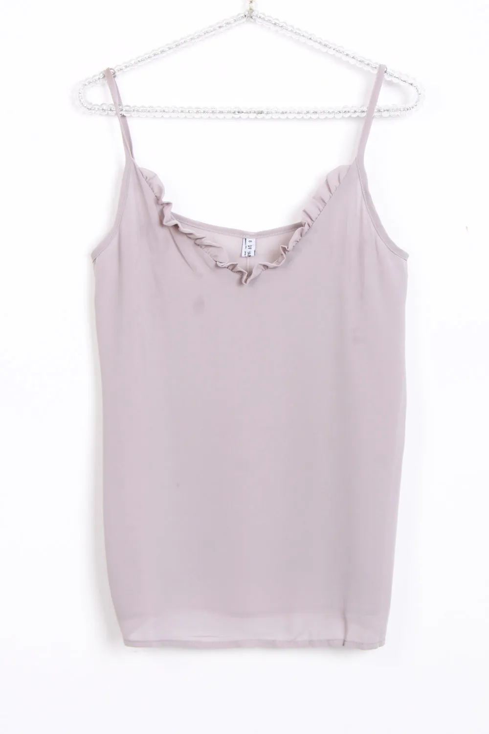 Ruffle V Neck Strappy Floaty Cami Vest Top