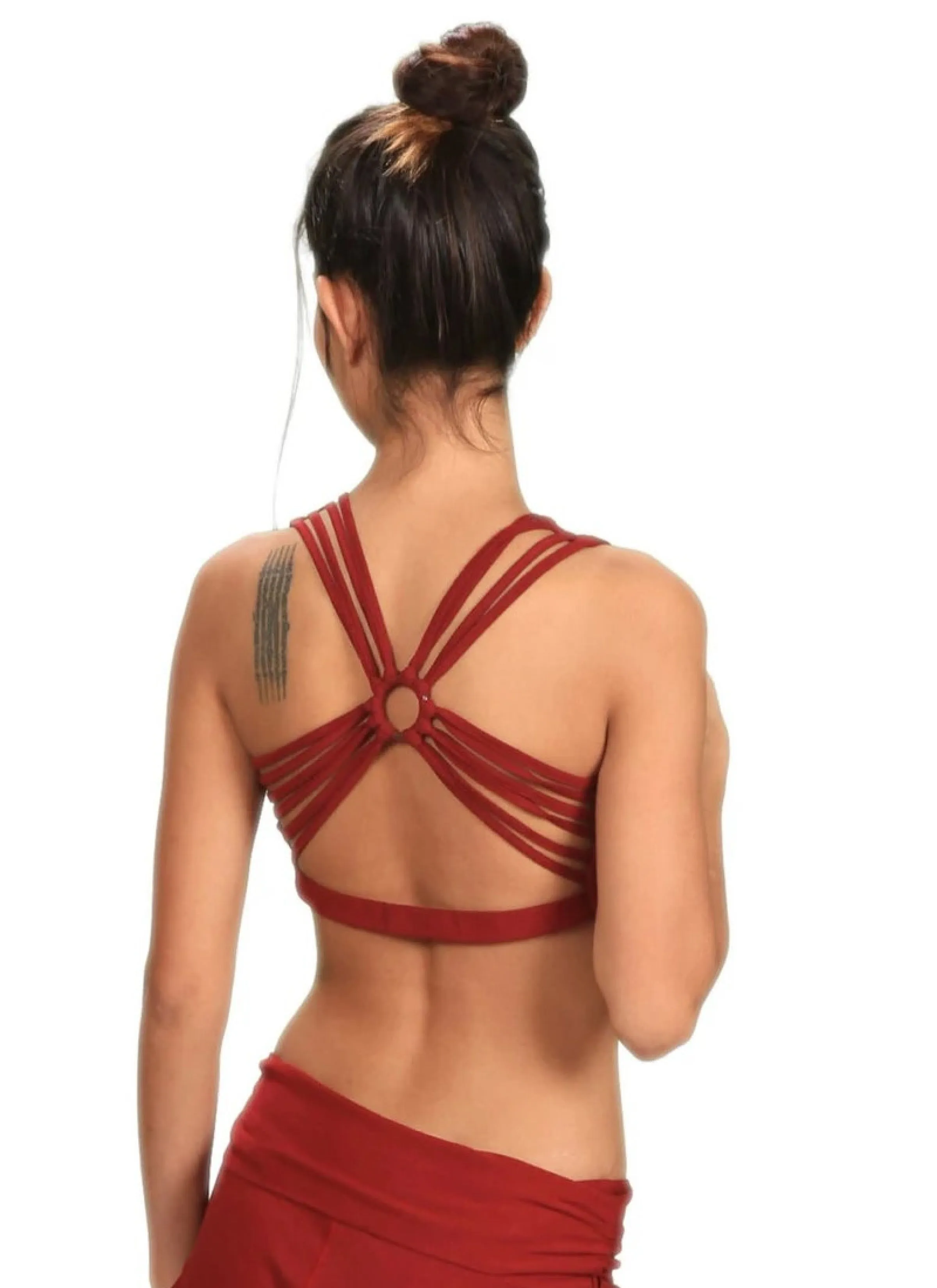 Shanti Strappy Yoga Tank Bra in Crimson Red