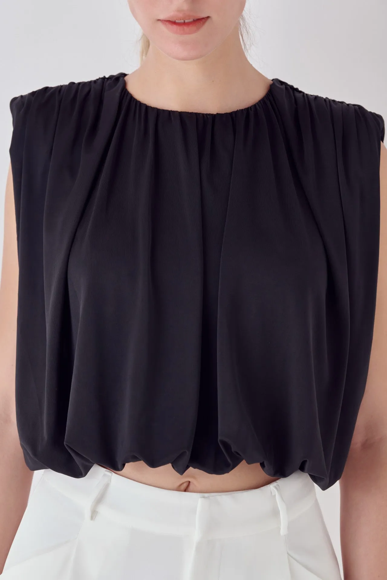 Shirred Shoulder Cropped Top