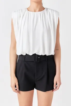 Shirred Shoulder Cropped Top