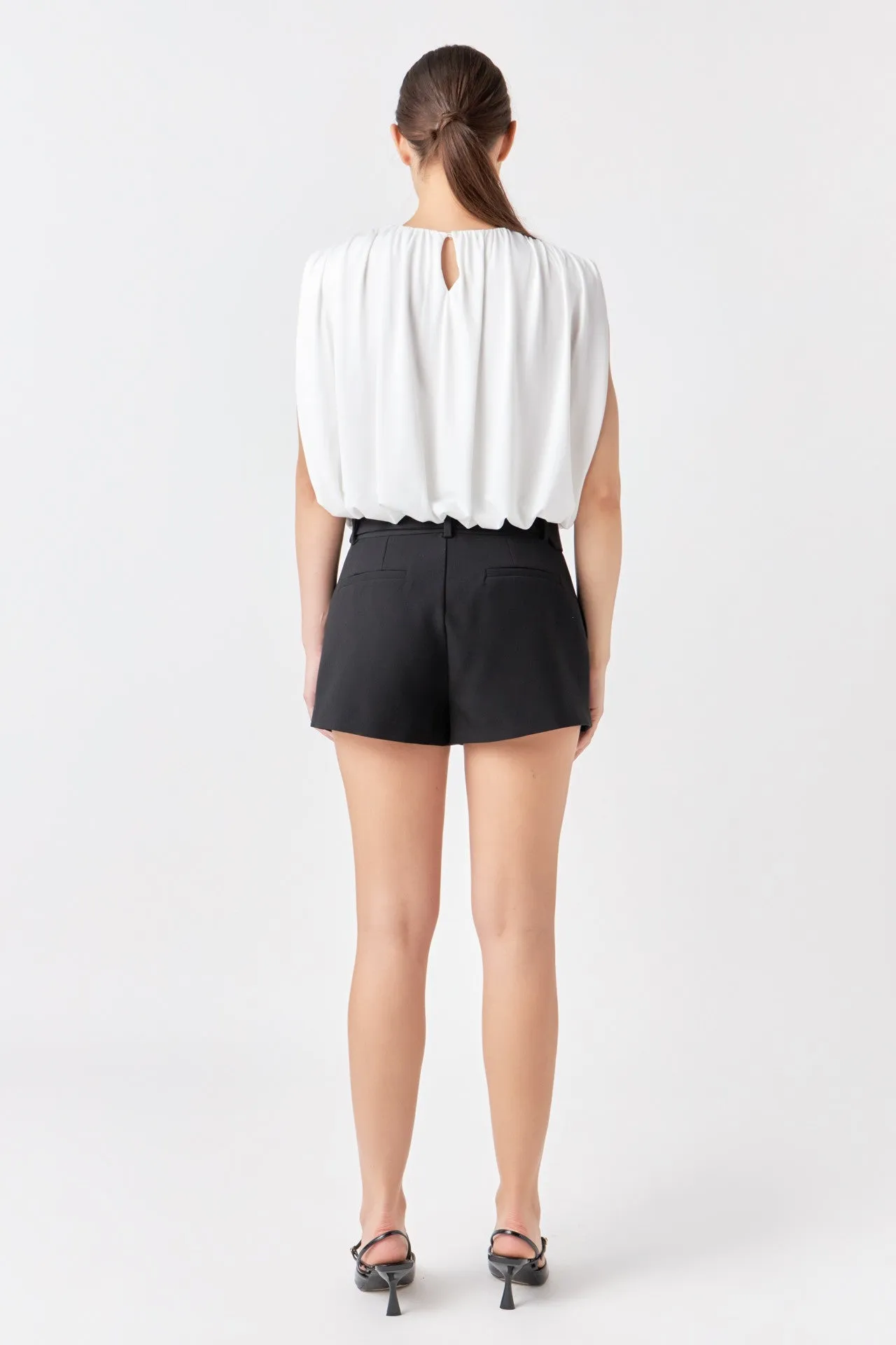 Shirred Shoulder Cropped Top