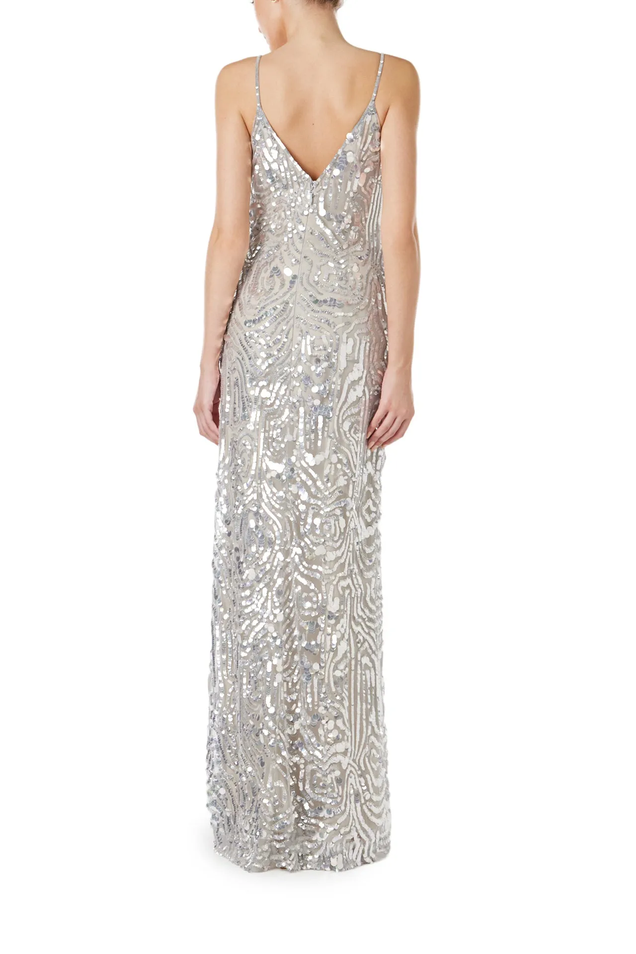 Silver Sequin Slip Gown