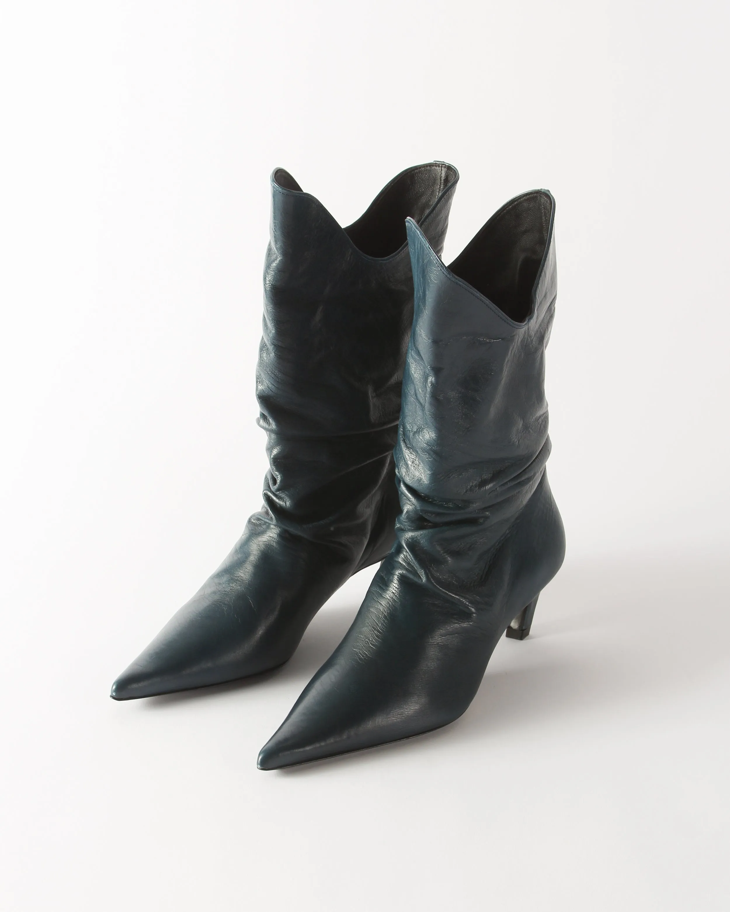 Slouchy Boot Leather Petroleo