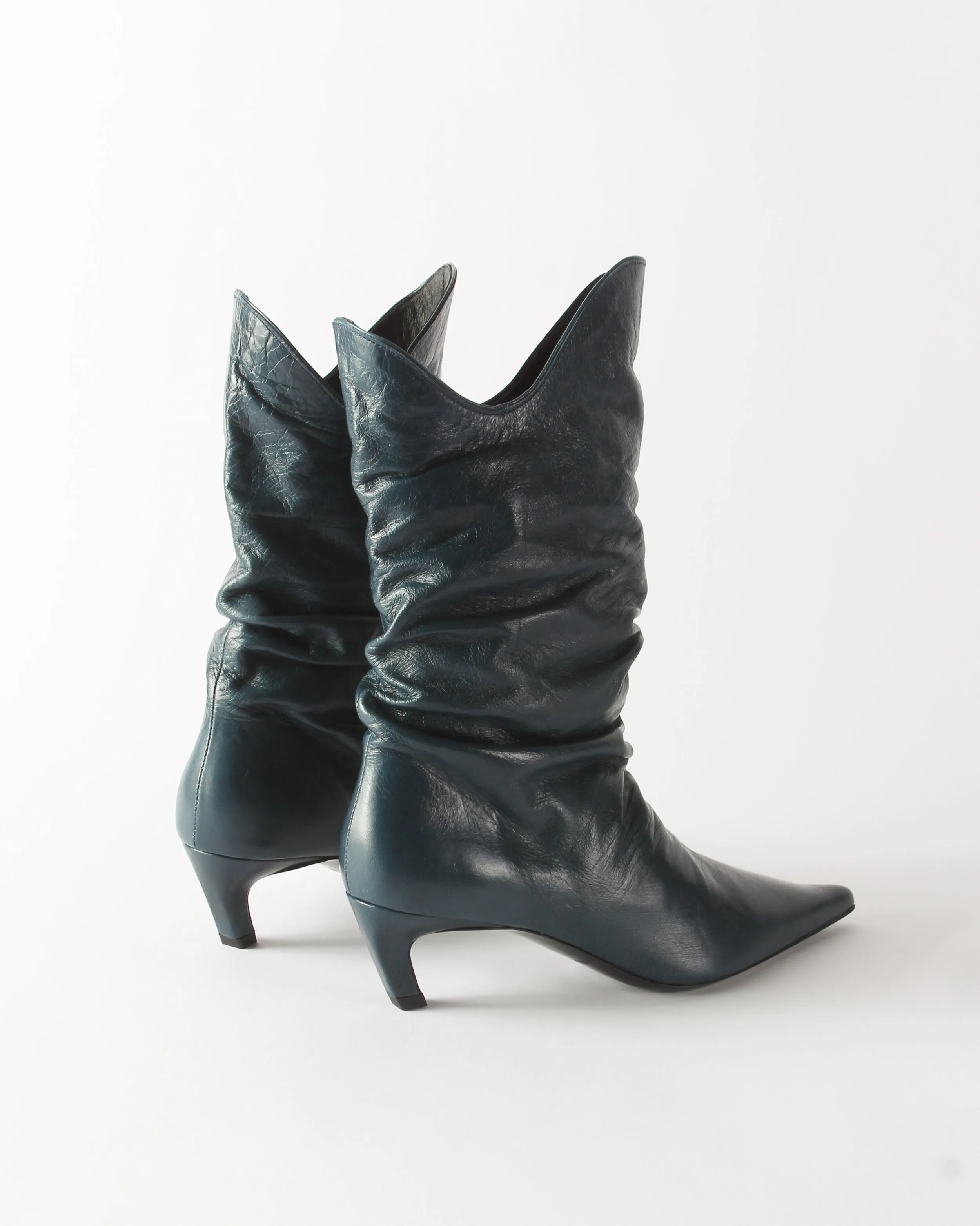 Slouchy Boot Leather Petroleo