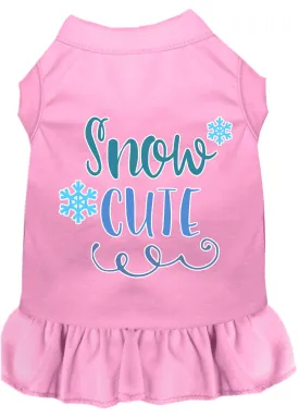 Snow Cute Screen Print Dog Dress Light Pink 4x