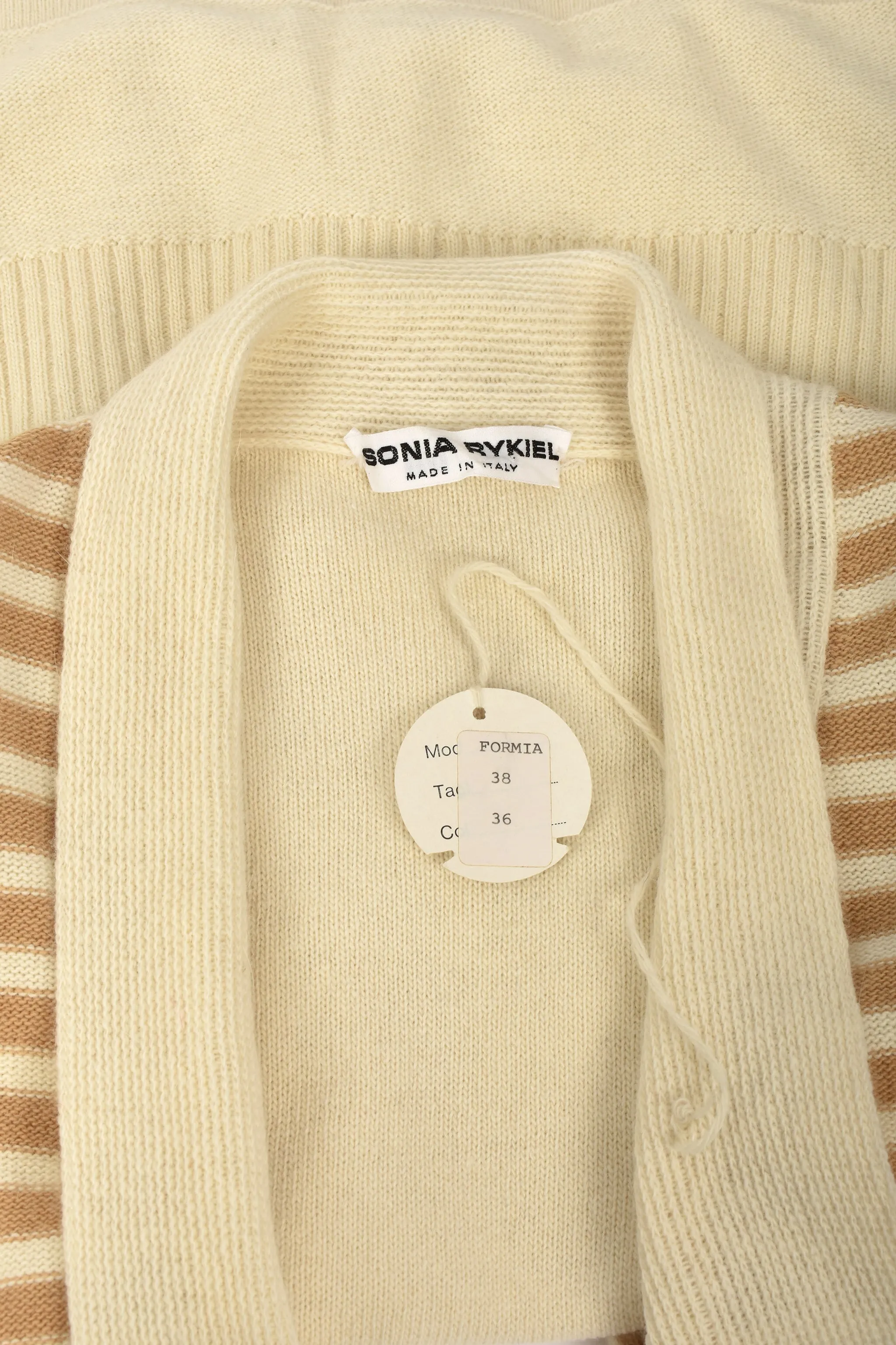 SONIA RYKIEL 70s NOS striped wool cardigan M