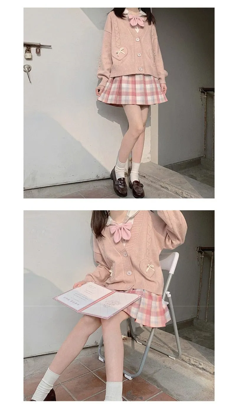 Spring Knit Cute Bow Cardigan Sweater