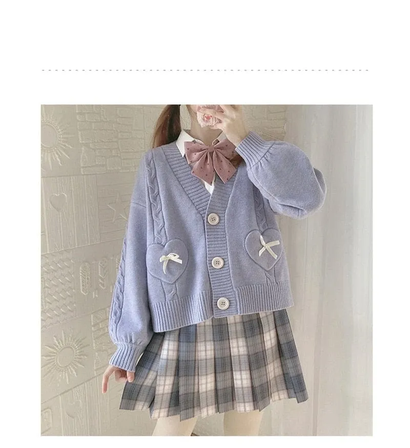 Spring Knit Cute Bow Cardigan Sweater