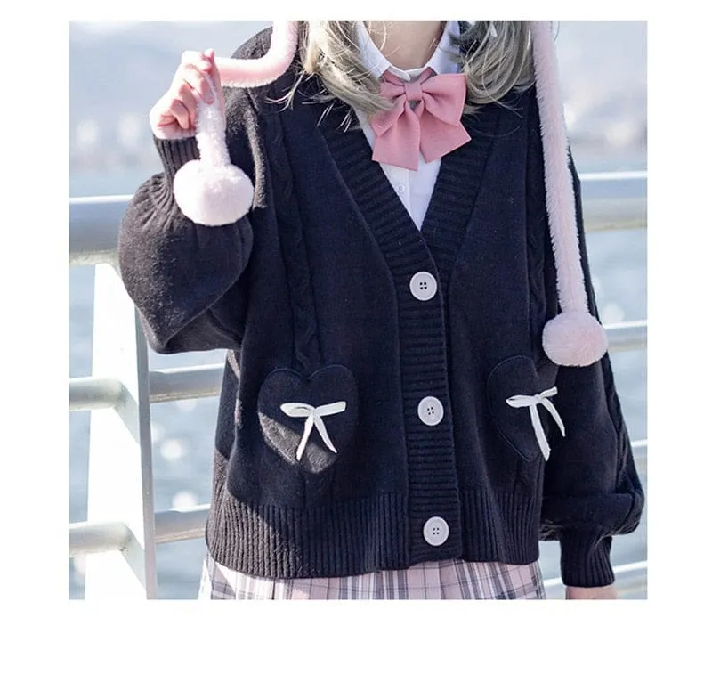 Spring Knit Cute Bow Cardigan Sweater