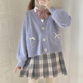 Spring Knit Cute Bow Cardigan Sweater