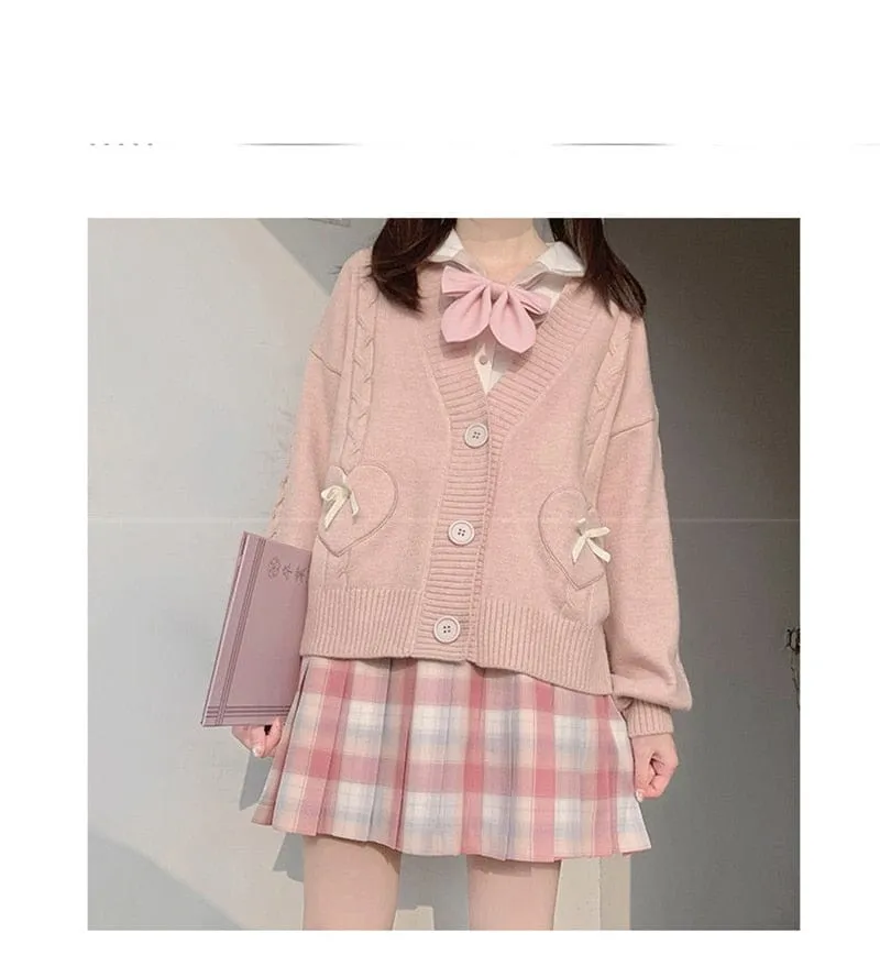 Spring Knit Cute Bow Cardigan Sweater