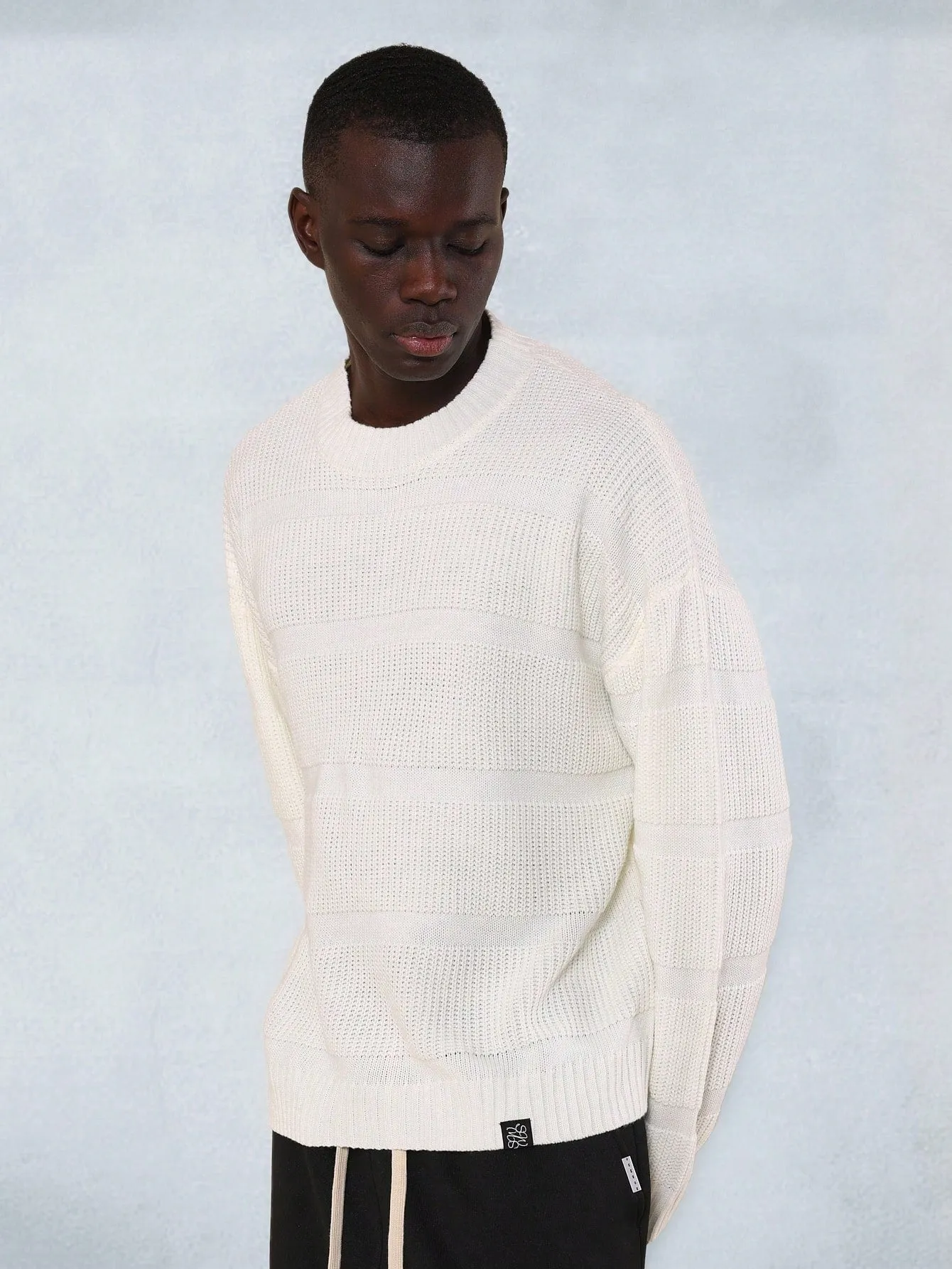 Textured Knit Crew Neck Sweatshirt