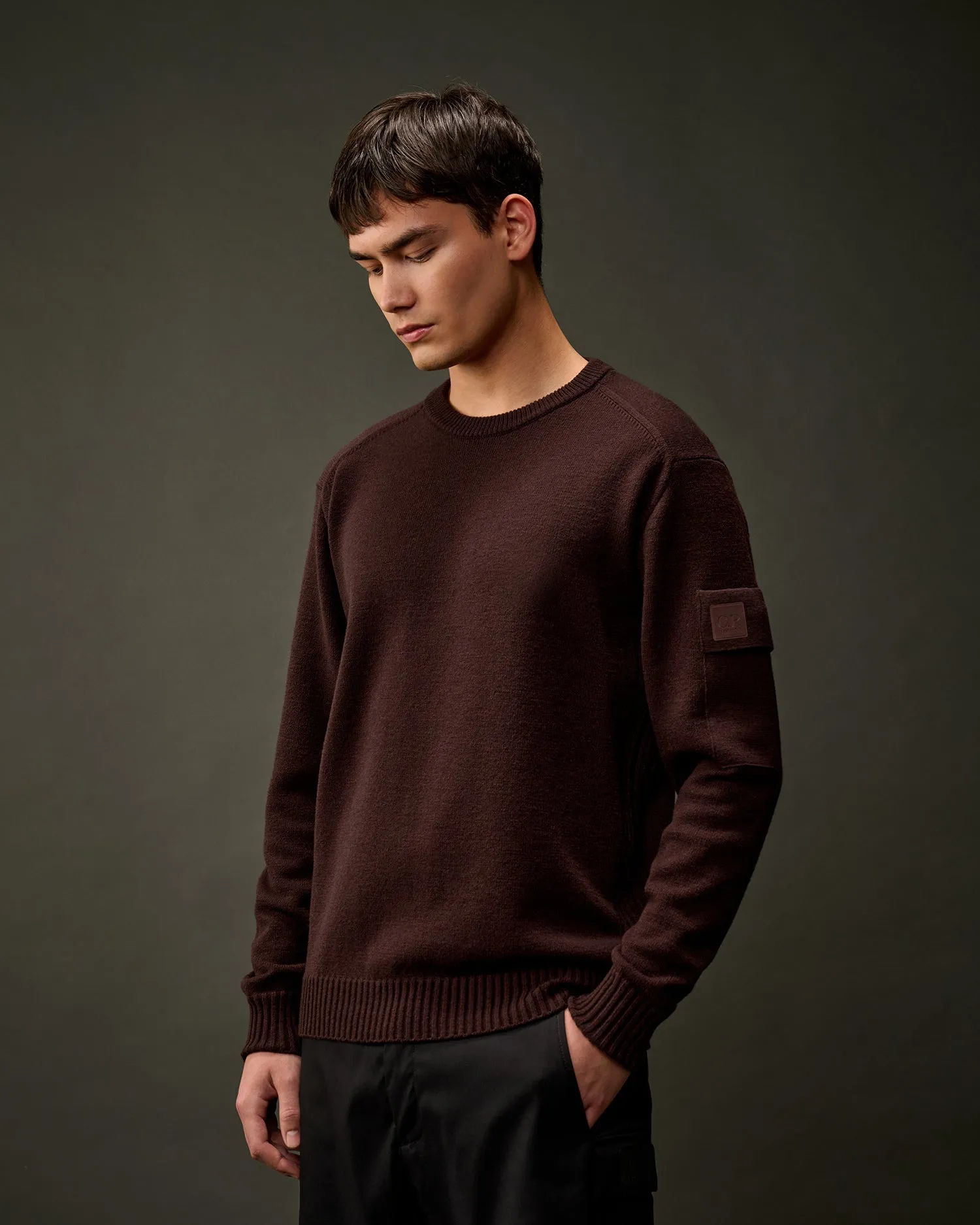 The Metropolis Series Extrafine Merino Wool Crew Neck Knit -Rum Raisin