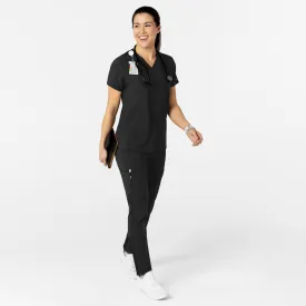 W123 Women's Flex-n-Reach V-Neck Scrub Top Black