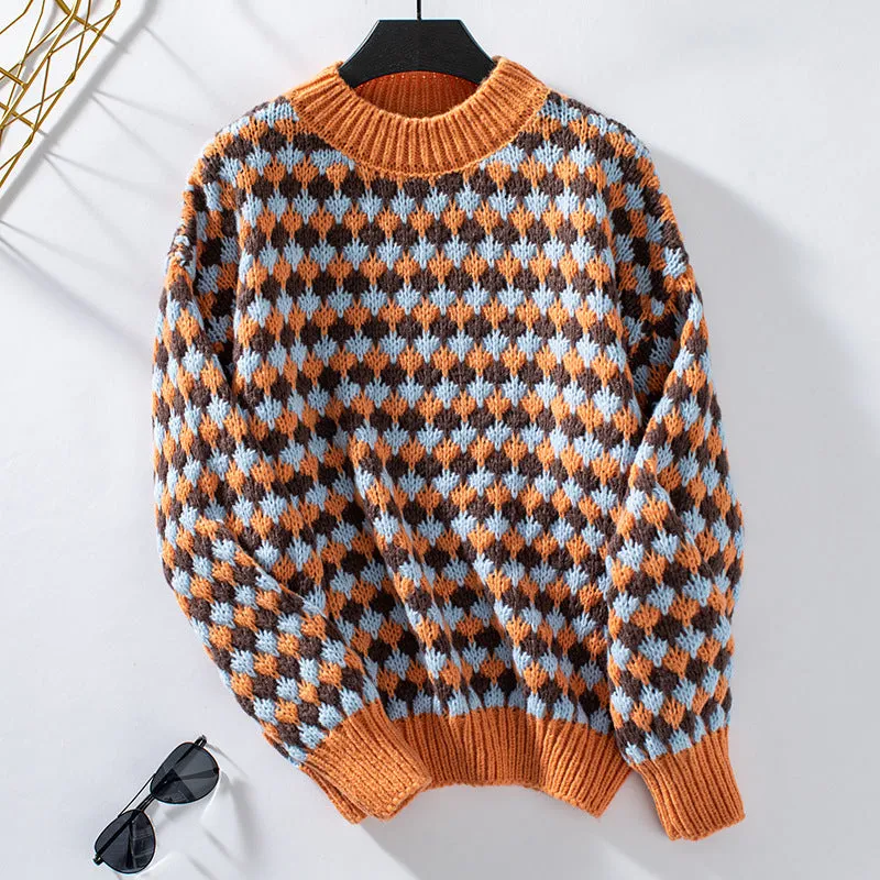 Women's Knitwear Round Neck Loose Pullover Stripes