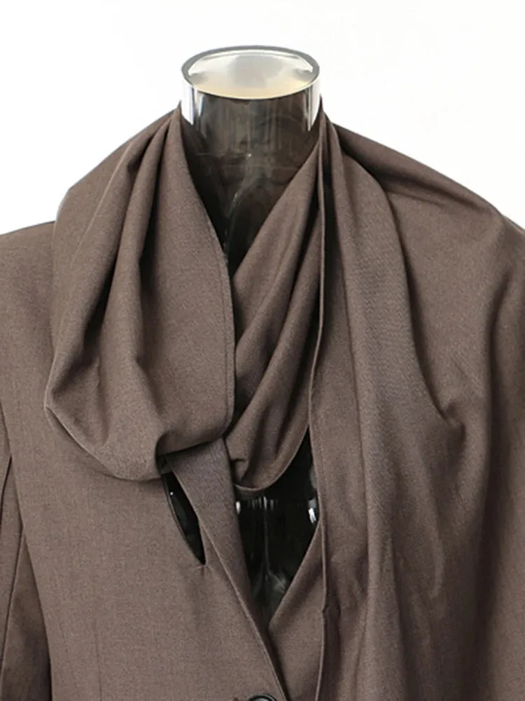 Women's Luxury Scarf Long Trench Coat