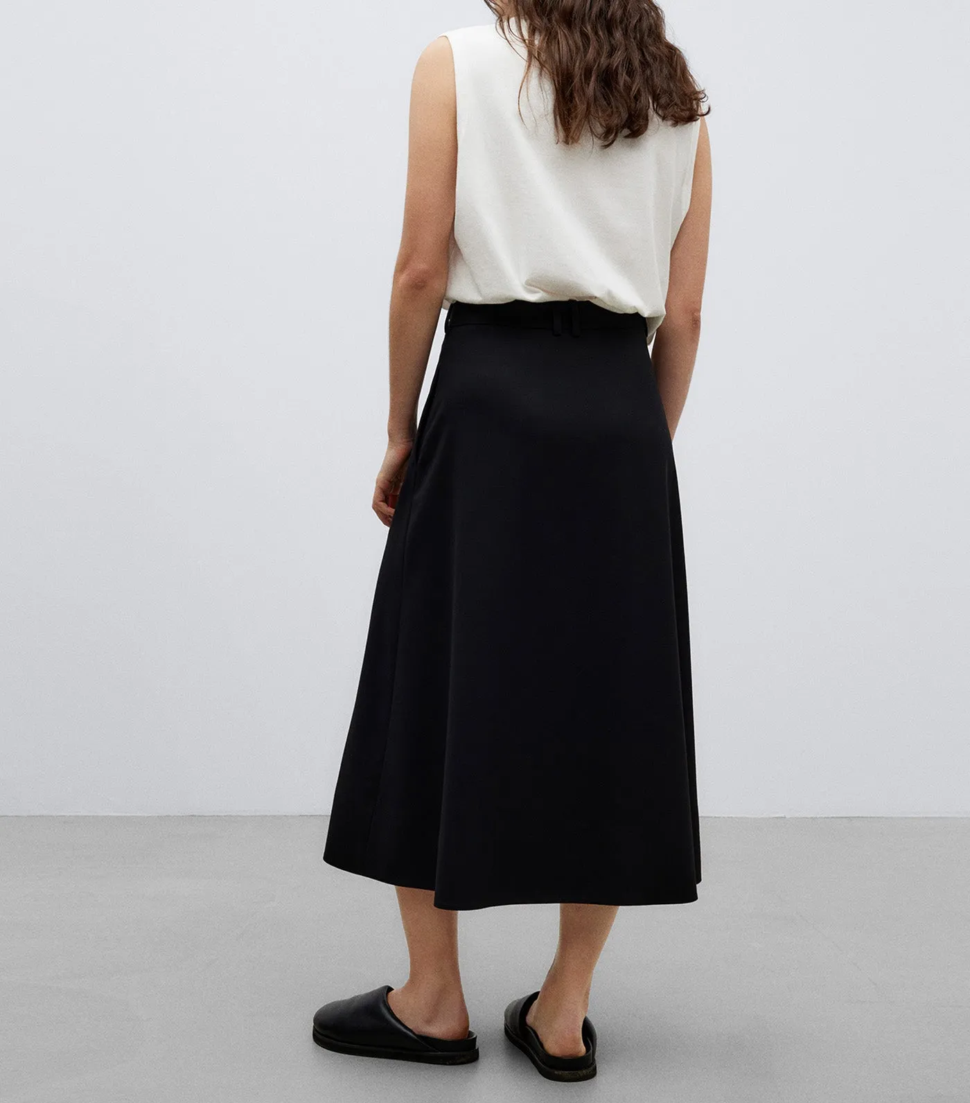 Wool Fabric Skirt Black