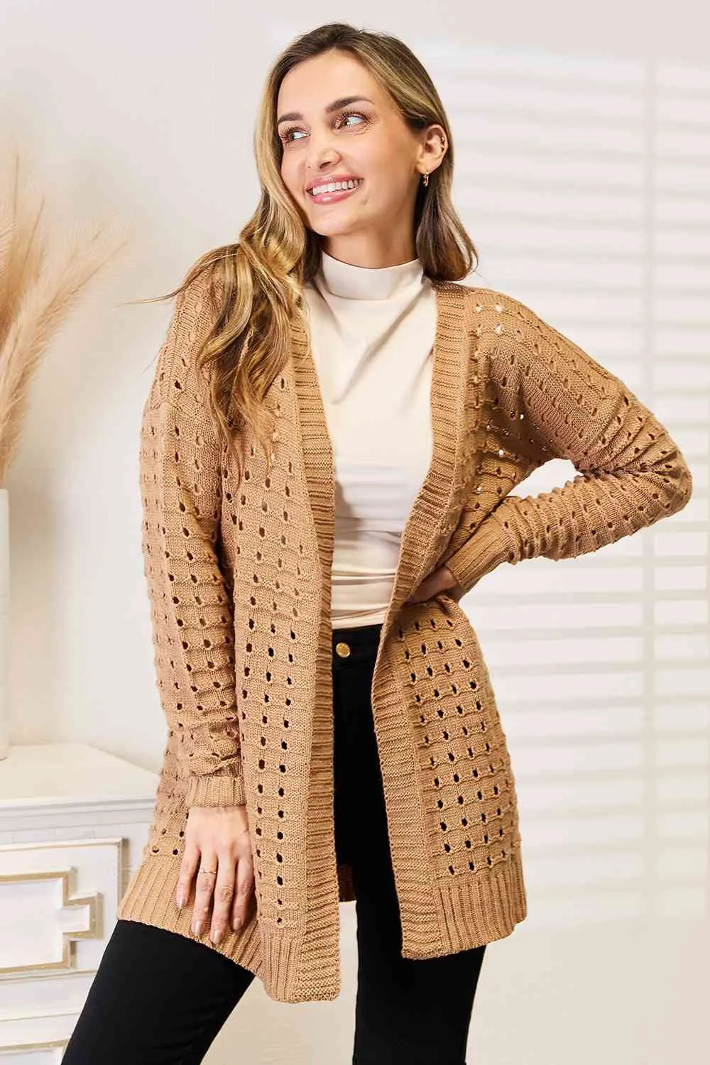 Woven Open Front Cardigan