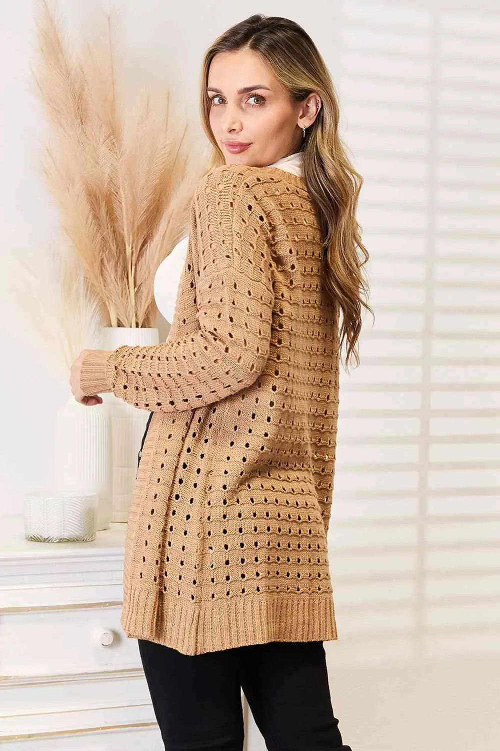 Woven Open Front Cardigan